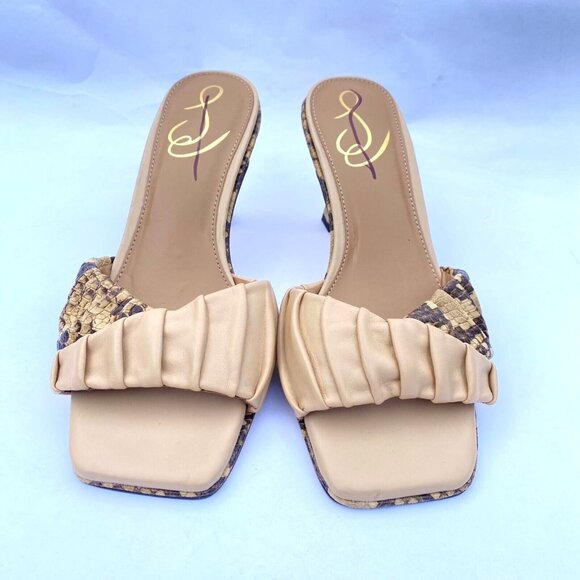 Sam Edelman Kittie Slides 3" Heeled Sandal Sz 6M Beige/Snakeprint NWOB $180 - Picture 5 of 12